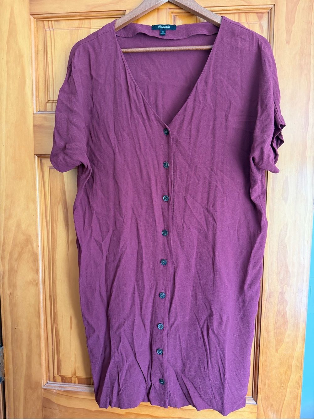 Madewell Maroon button-Front V-Neck Women’s Top
